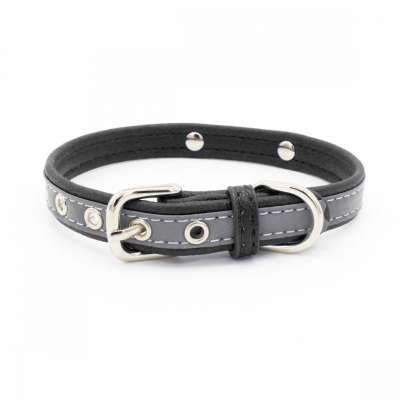 Stainless Steel Reflective Pet Dog Collar Customized Logo Print Available